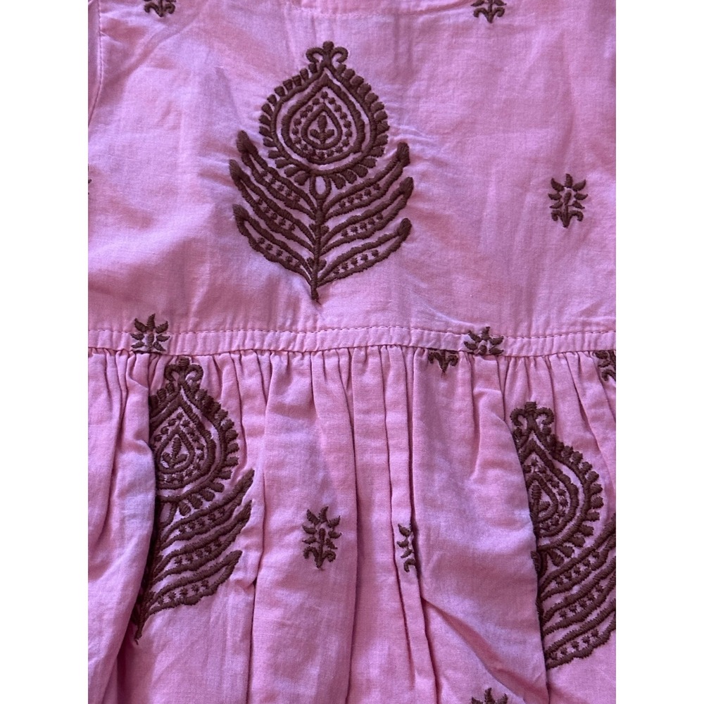Pink Chicken New York Pink Embroidered Paisley Bubble Romper 2Y Cotton Boho - Picture 5 of 5